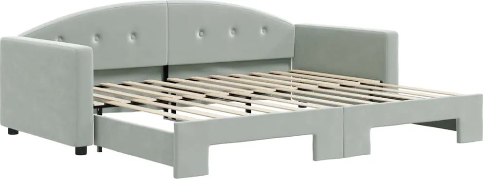 vidaXL világosszürke kihúzható szövet heverő 90 x 200 cm