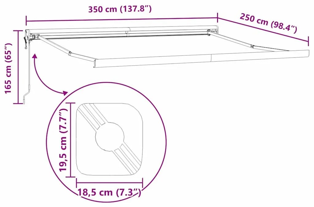 Napernyő Antracit 3,5 x 2,5 m Fém