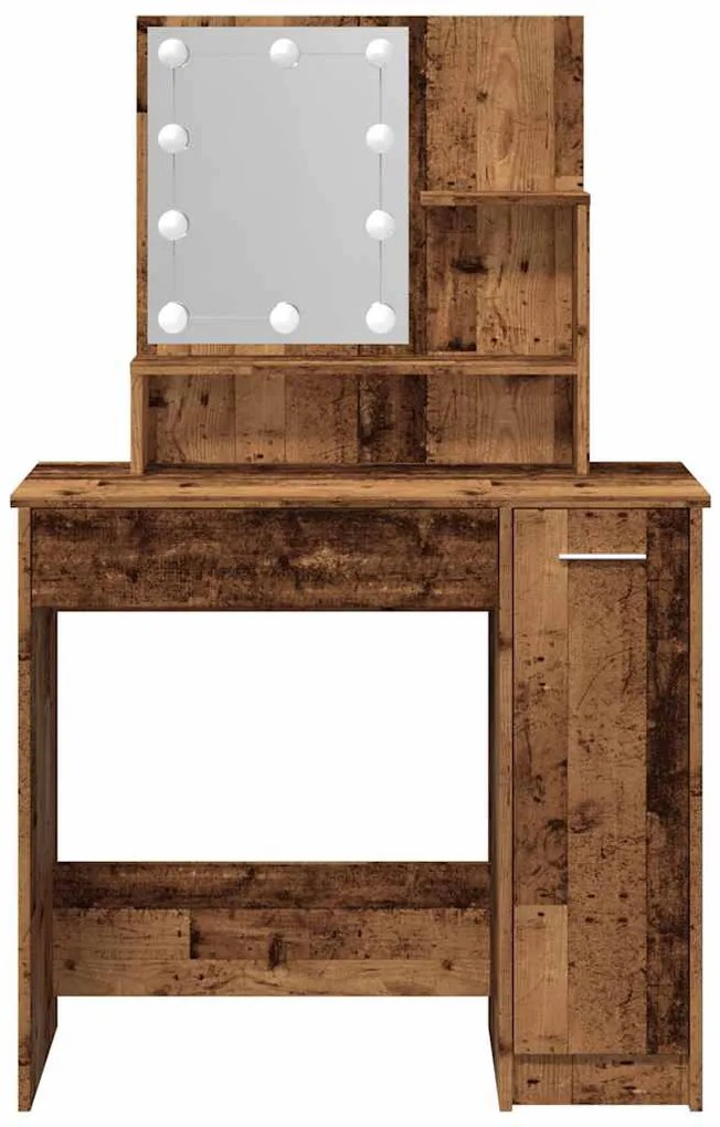 antik fa színű LED.es fésülködőasztal 86,5 x 35 x 136 cm