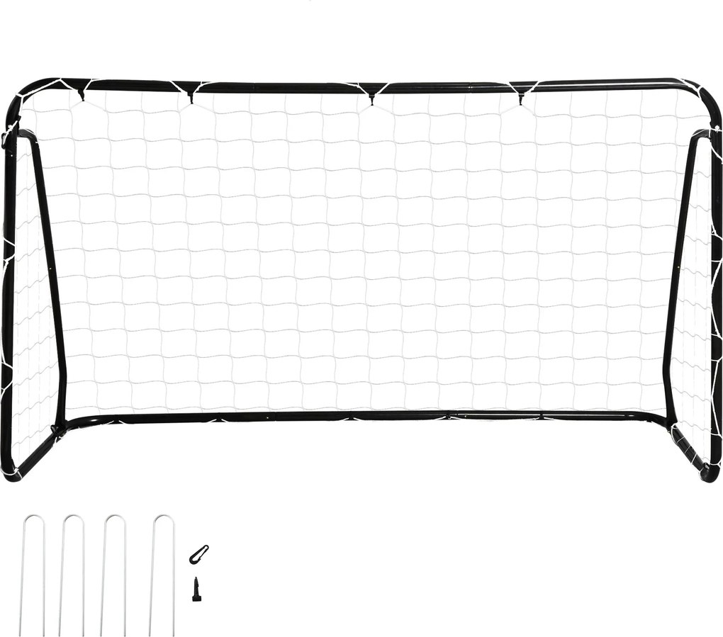 HOMCOM Foci Kapu - Futball Kapu - Edzői Kapu méretek 203L x 81W x 120H cm - fekete epoxi poliészter fém keret - mellékelt cölöpök - fekete | Aosom