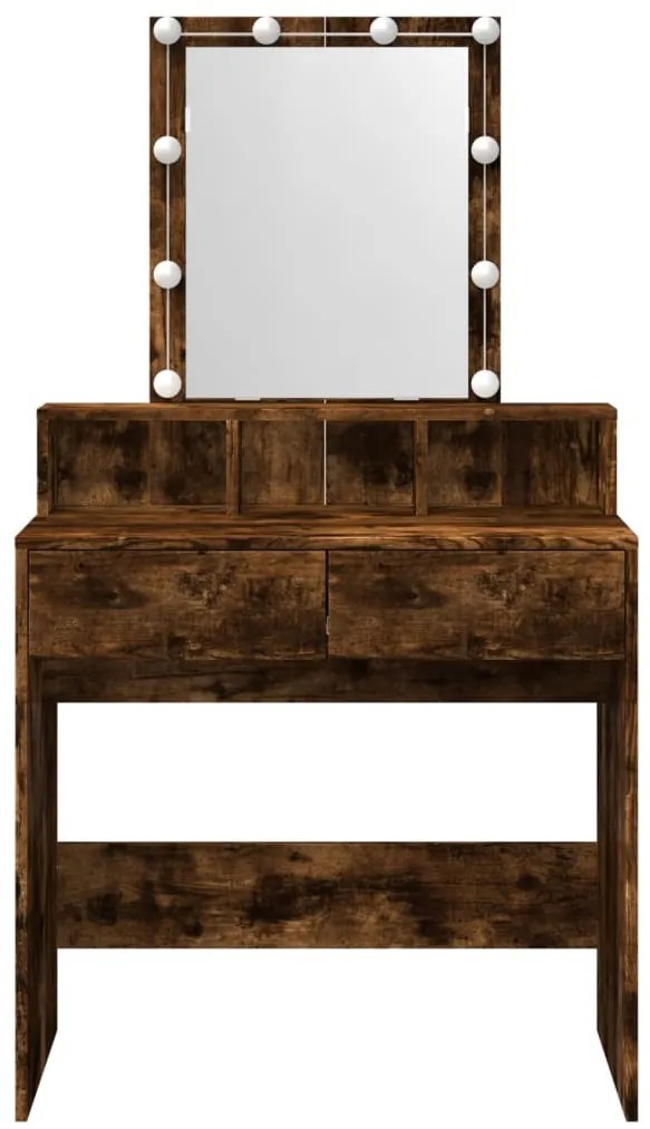 füstös tölgy színű fésülködőasztal LED-del 80 x 41 x 144,5 cm