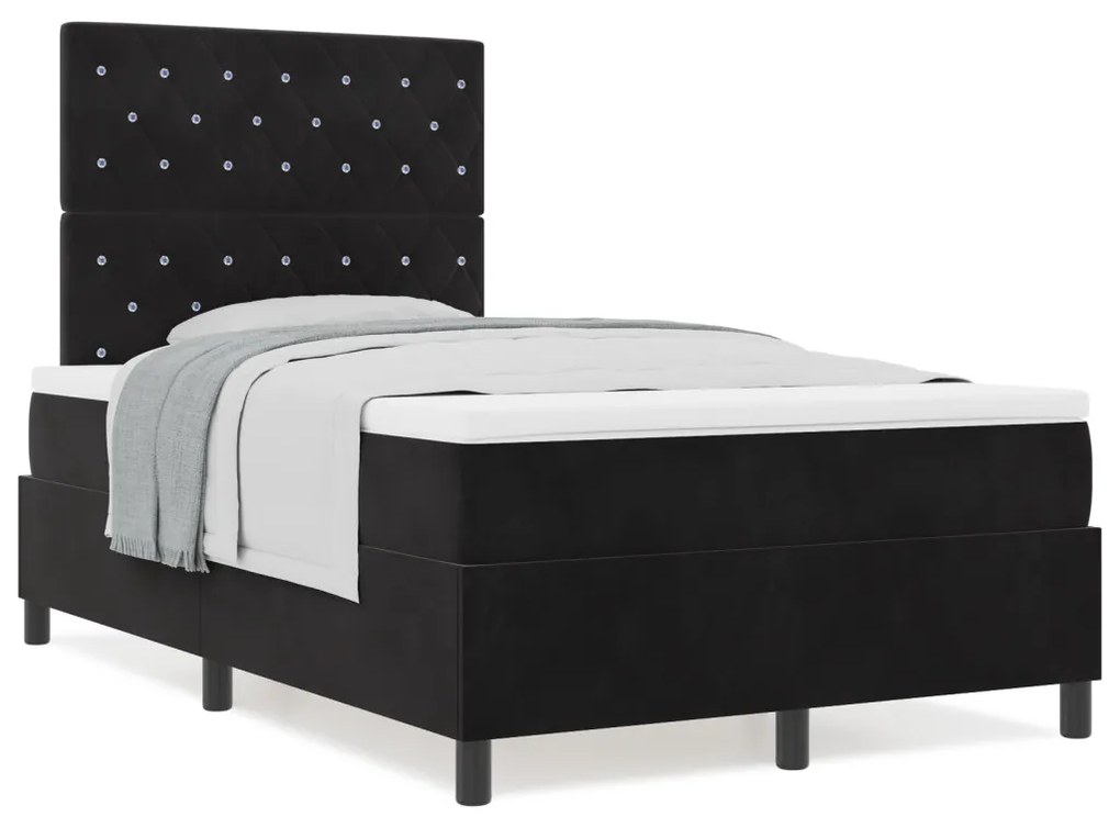Boxspring ágy matraccal Fekete Kicsi dupla Bársonyos