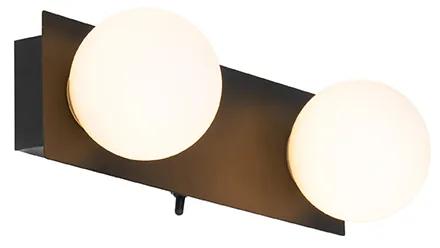 Modern fali lámpa fekete 28 cm IP44 2 fényű - Cederic