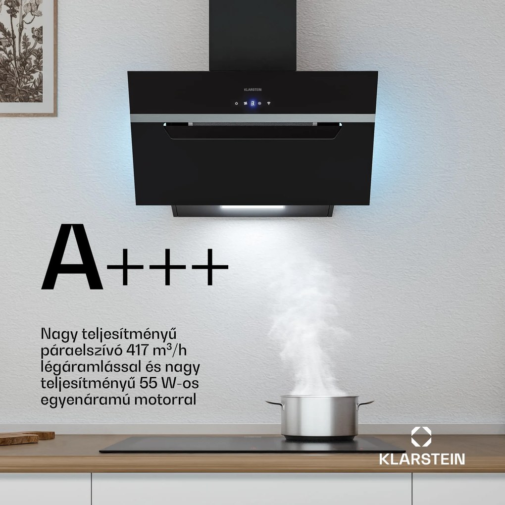 Klarstein BigBite ferde páraelszívó | elszívó és keringtető üzemmód | biztonsági üveg | 417m³/h | 60cm