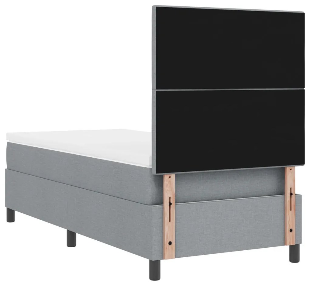 Box Spring Ágy Matrac Világosszürke 90x200 cm Szövet