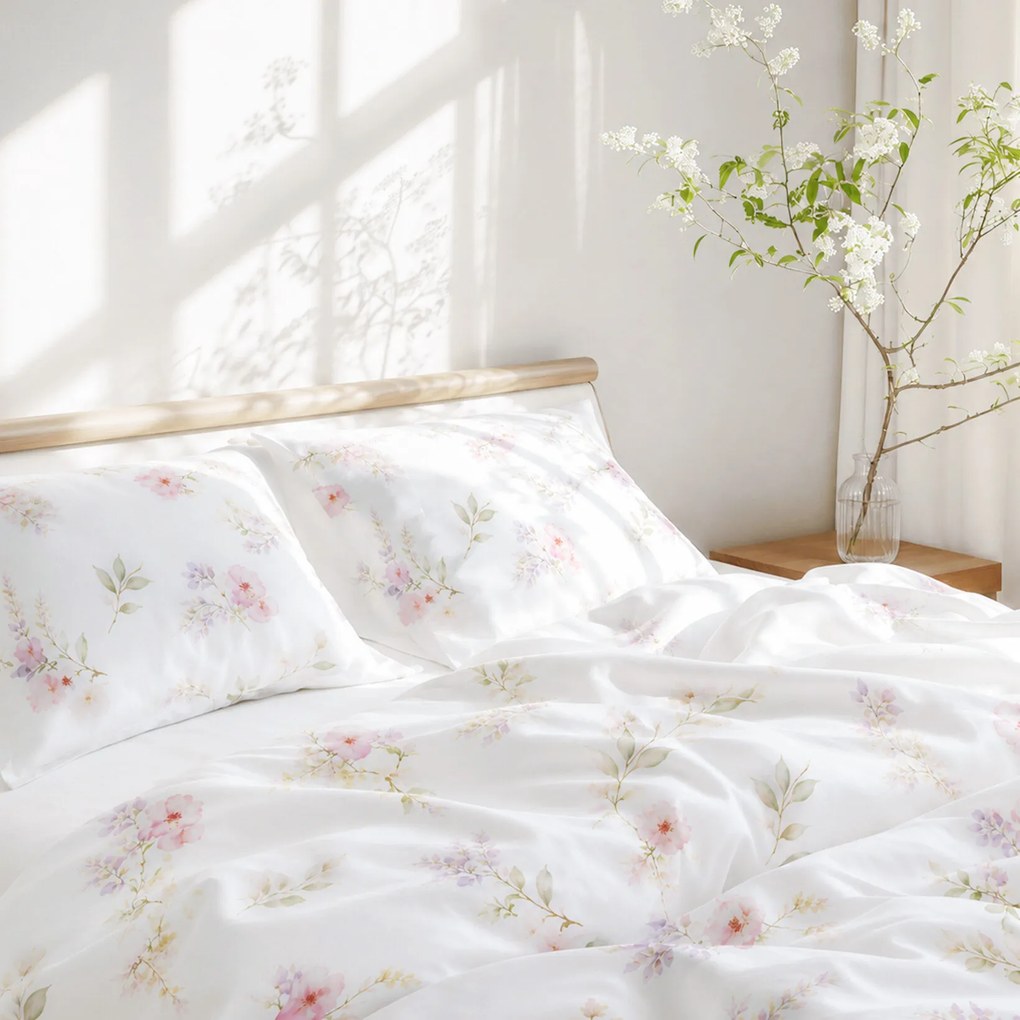 Goldea pamutszatén ágyneműhuzat - romantikus rét 140 x 200 és 70 x 90 cm