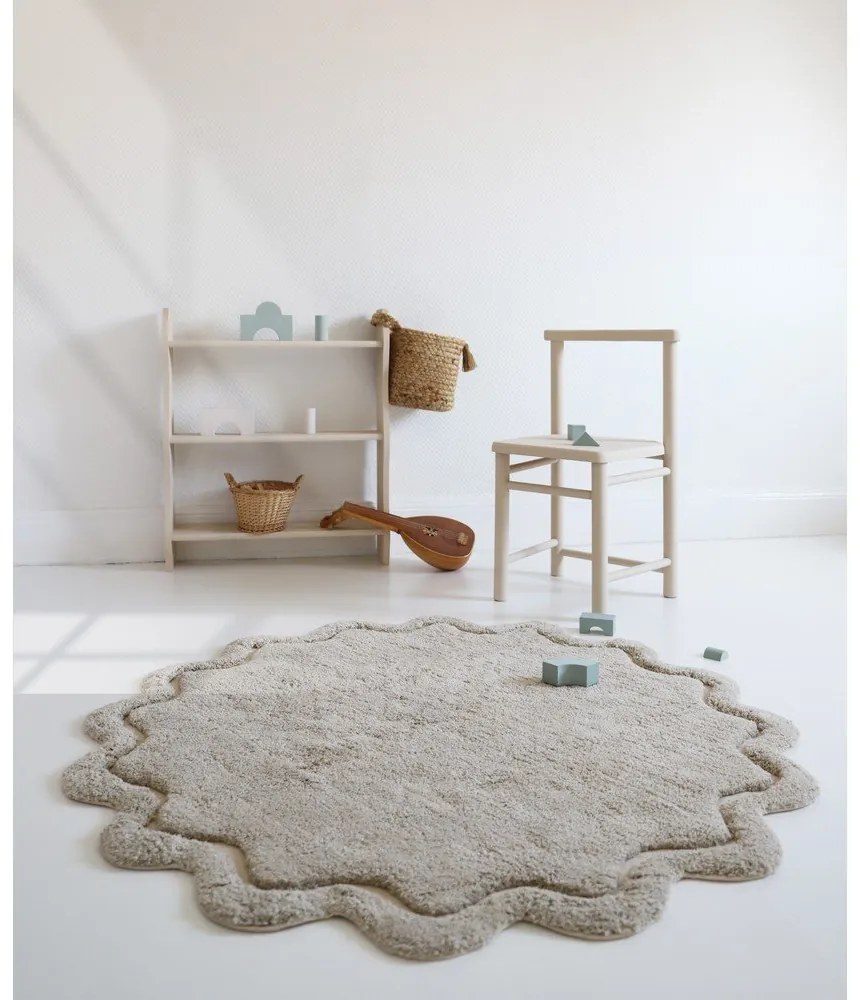 Bézs mosható kézi szövésű pamut kerek szőnyeg ø 110 cm Sweet April Lin – Nattiot