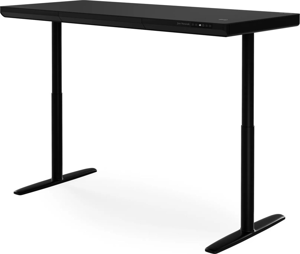 Elektromos ülő-álló íróasztal fiókkal és Qi vezeték nélküli töltővel fekete, 1600 mm: ELLIS