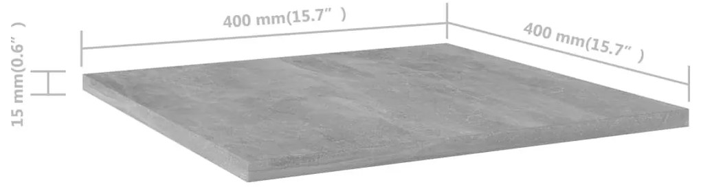 4 db betonszürke szerelt fa könyvespolc 40 x 40 x 1,5 cm