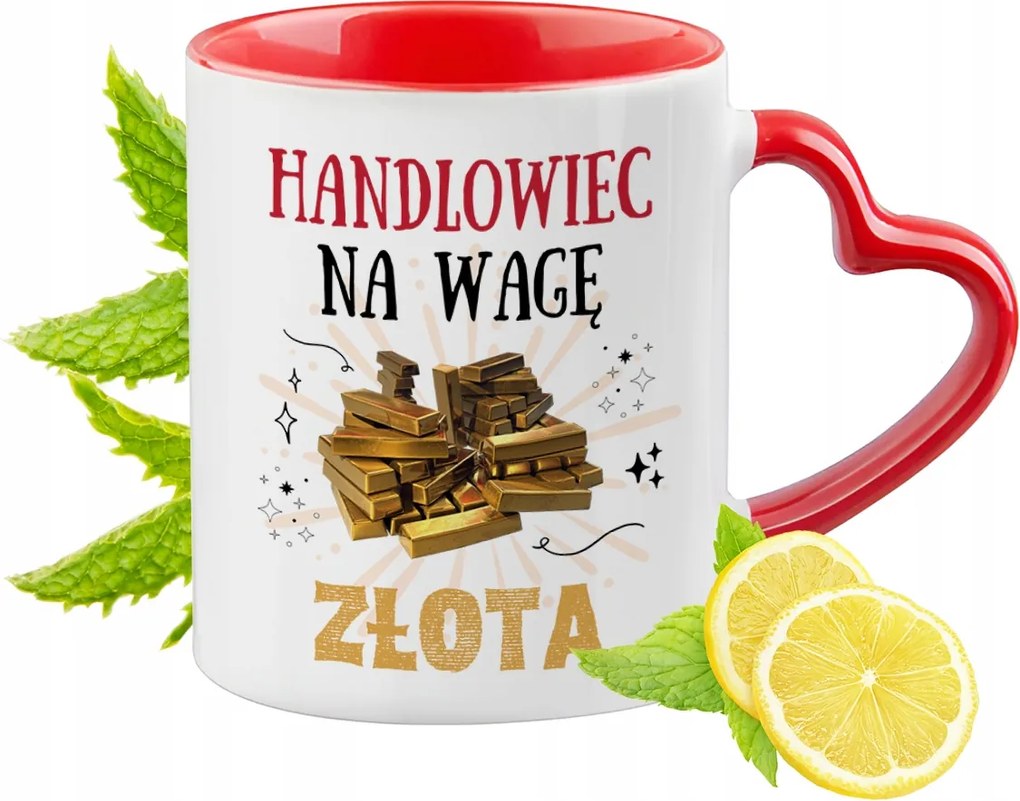 Piros bögre szív alakú füllel eladó ajándékba