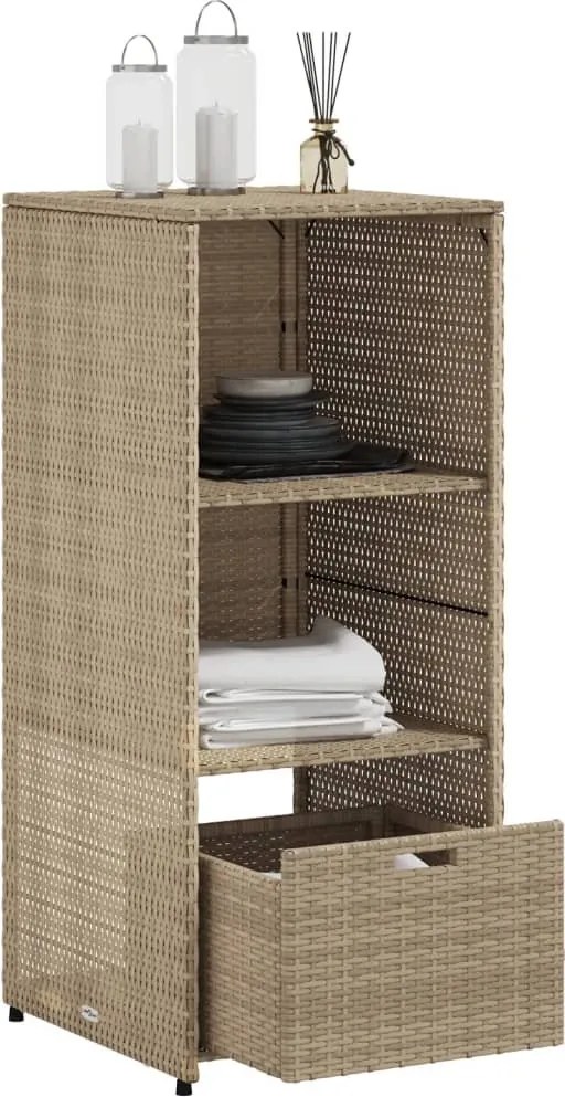 vidaXL bézs polyrattan kerti tárolószekrény 50 x 55 x 115 cm