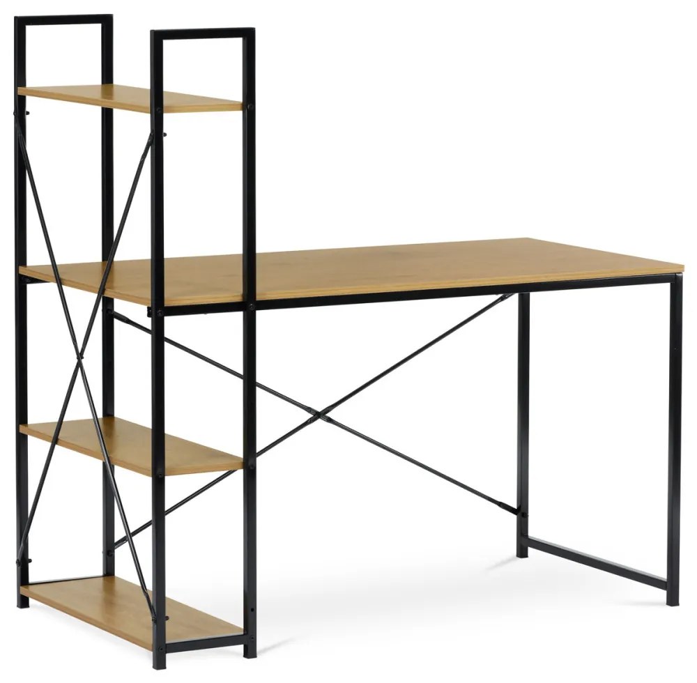 Birou cu rafturi, MDF, decor stejar, metal negru. GD-520 din Depozit