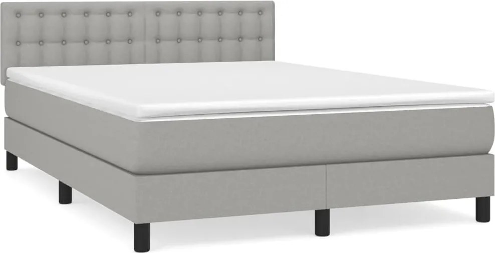 vidaXL világosszürke szövet rugós ágy matraccal 140 x 190 cm
