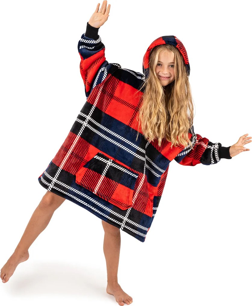 4Home Kockás mikroplüss gyapjú hatású takarópulóver, uni S - gyerek