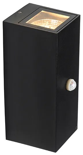 Fali lámpa fekete 2 lámpás IP44 mozgásérzékelővel - Baleno