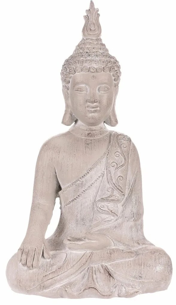 Dekoráció Buddha szobor ülve, szürke, polirezin ,30 x 22 x 54 cm