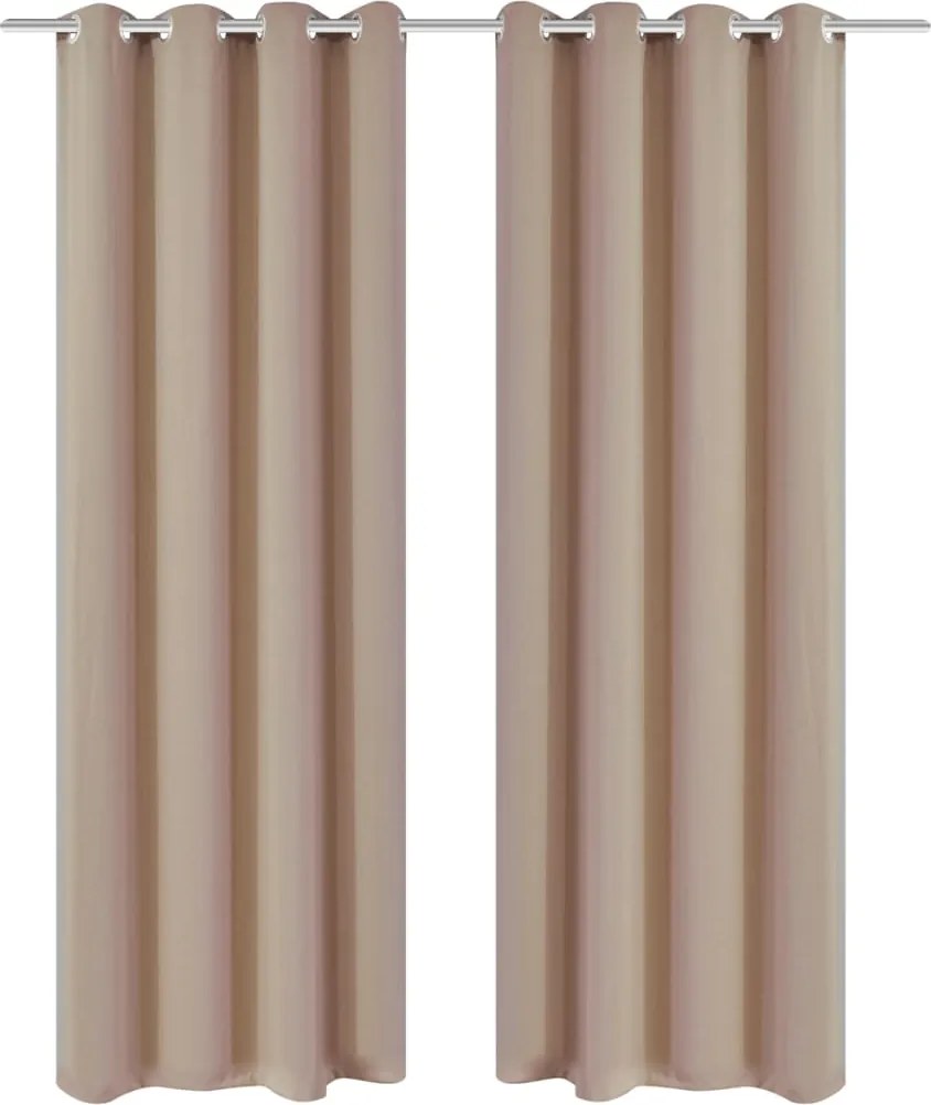 vidaXL 2 db krémszínű sötétítőfüggöny fém fűzőlyukakkal 135 x 175 cm
