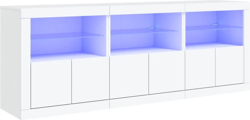 vidaXL fehér tálalószekrény LED-világítással 181,5x37x67 cm