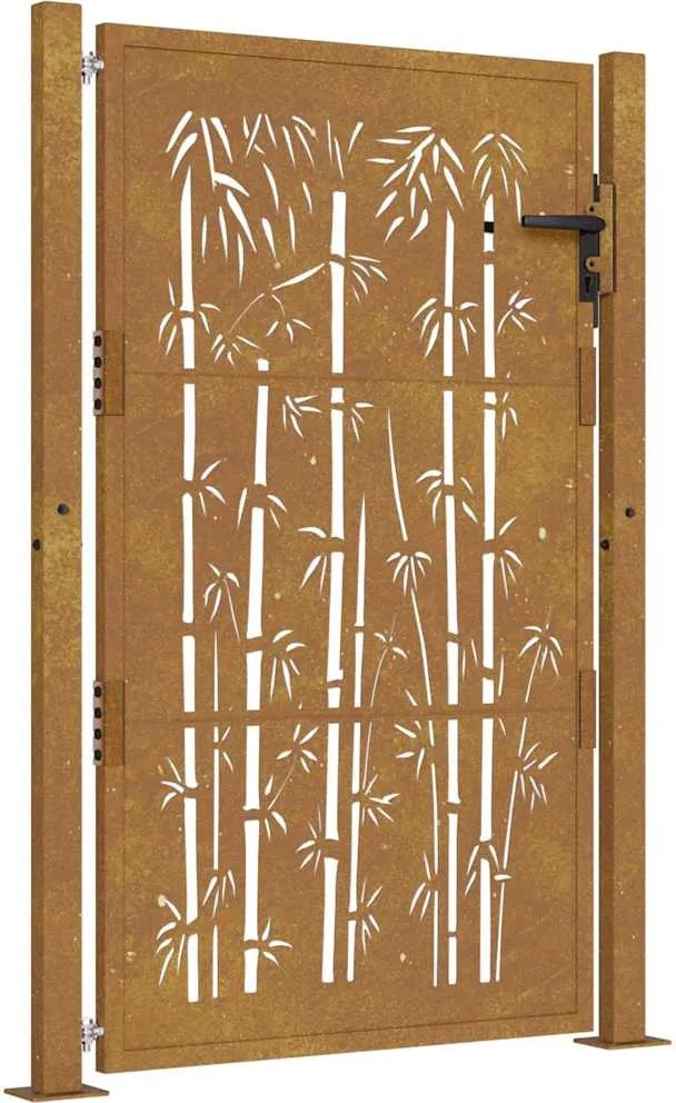 vidaXL Corten acél, bambusz mintás kerti kapu 100x125 cm