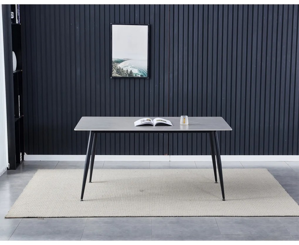 Étkezőasztal 160 x 90 cm, szürke márvány