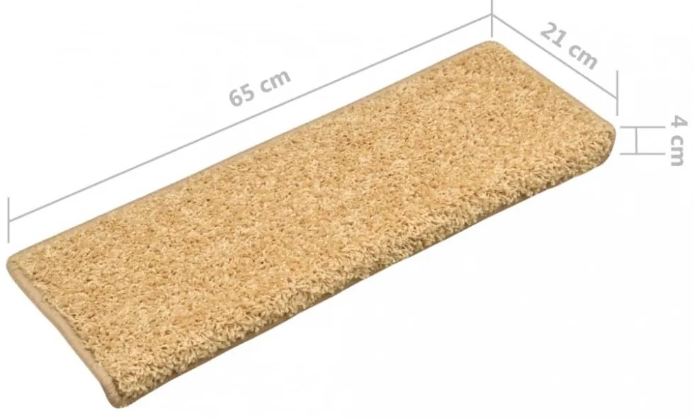10 db lépcsőszőnyeg 65 x 21 x 4 cm bézs téglalap alakú széllel