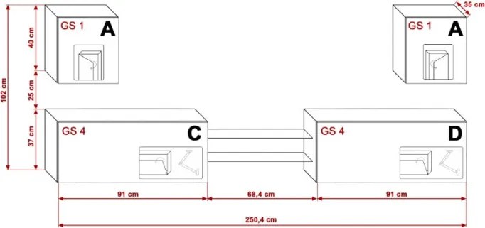 Prince Concept 144 nappali bútor szett sonoma tölgy (250,4cm)