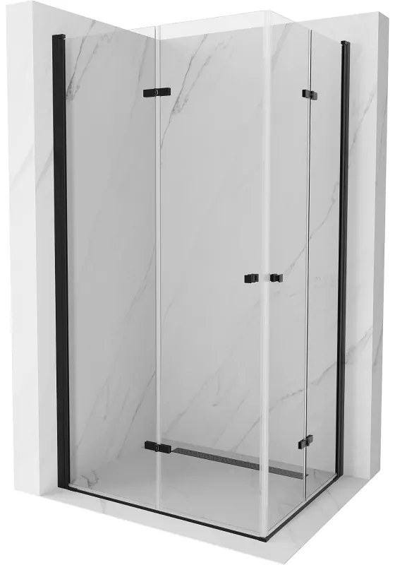 Mexen Lima Duo 90 x 80 cm-es összecsukható zuhanykabin, átlátszó, fekete - 856-090-080-70-00-02