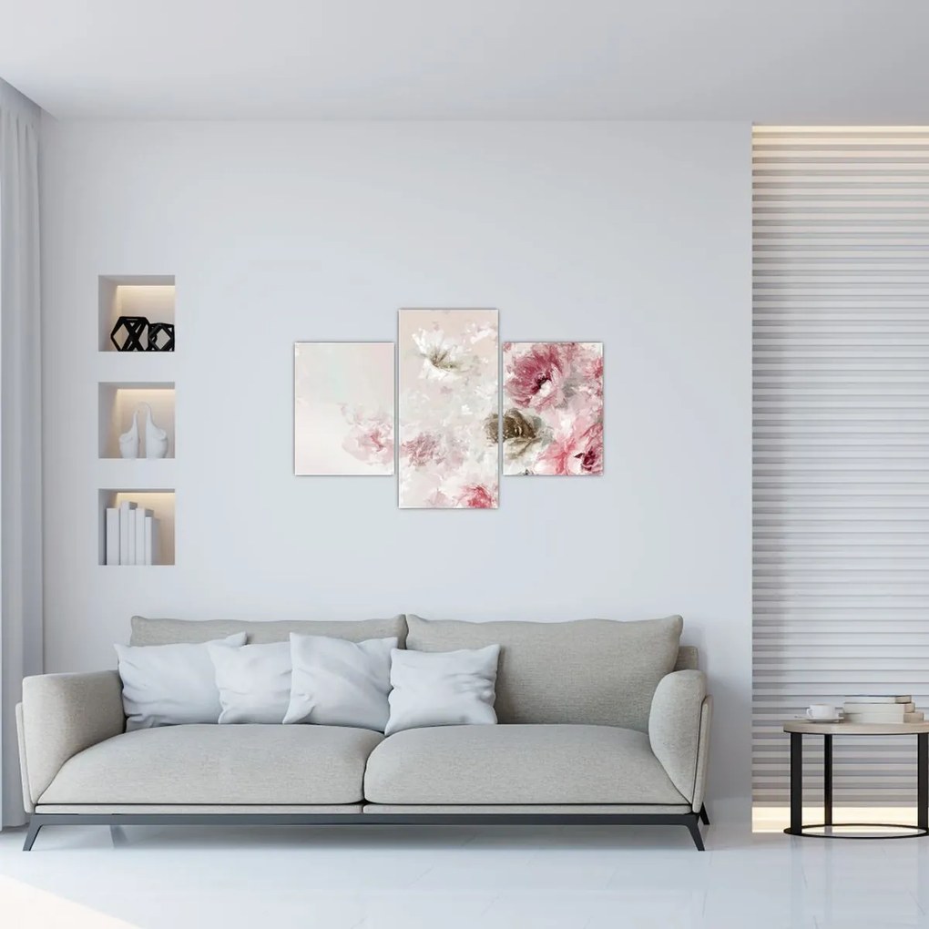 Kép - Festés rózsaszín virágok (90x60 cm)