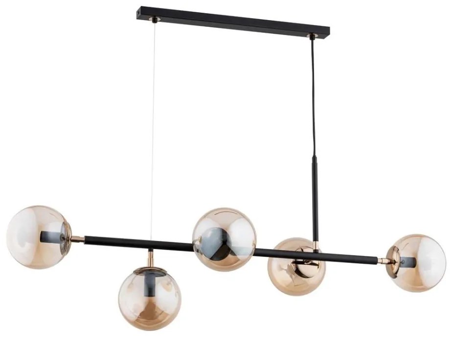 Csillár zsinóron DANSA 5xE14/10W/230V sárgaréz/fekete