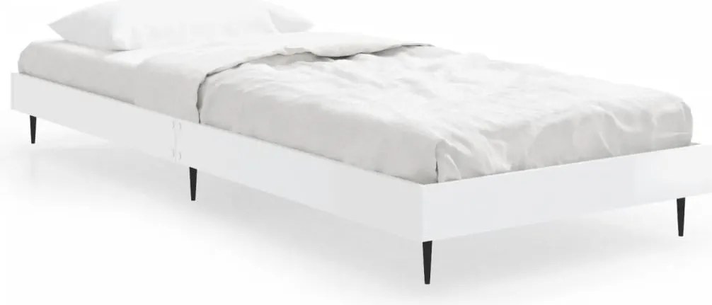 vidaXL magasfényű fehér szerelt fa ágykeret 75x190 cm