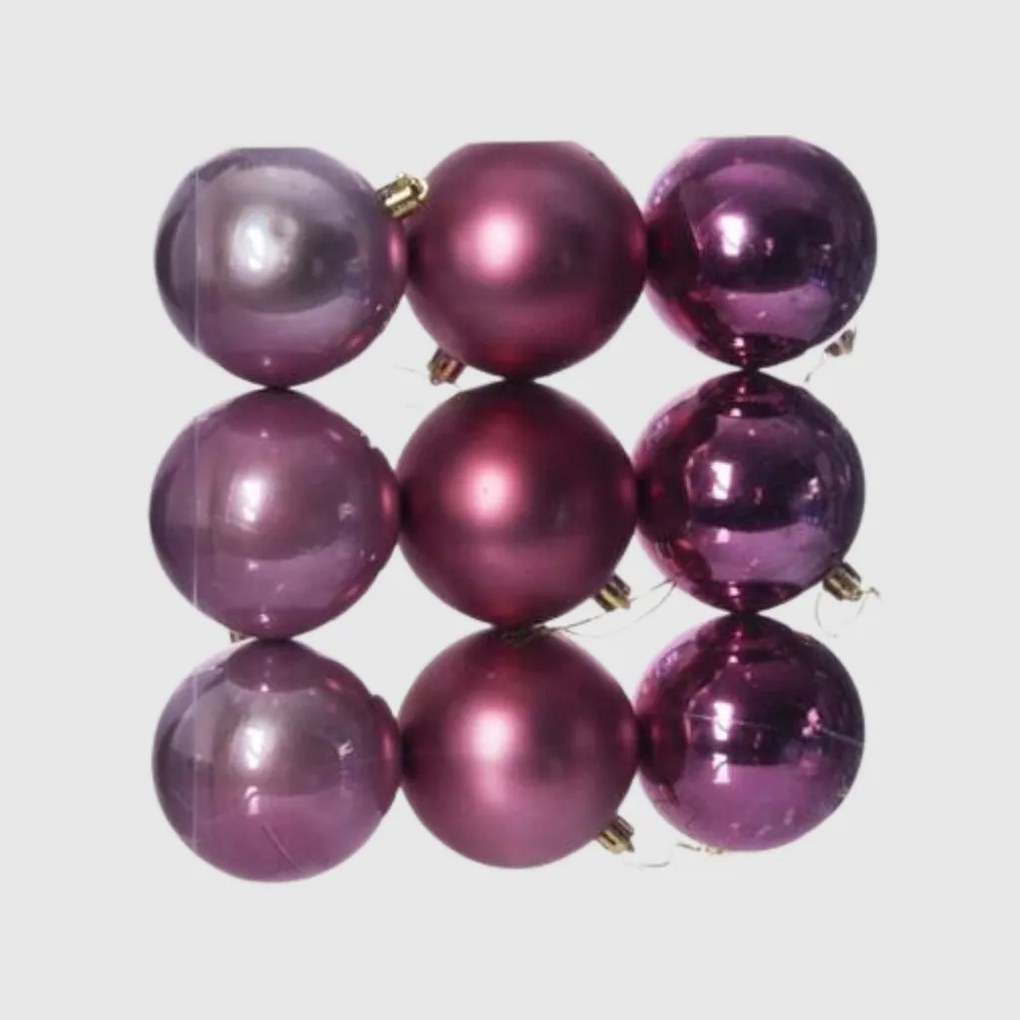 Pink (rózsaszín) műanyag karácsonyi gömb szett 9x8cm