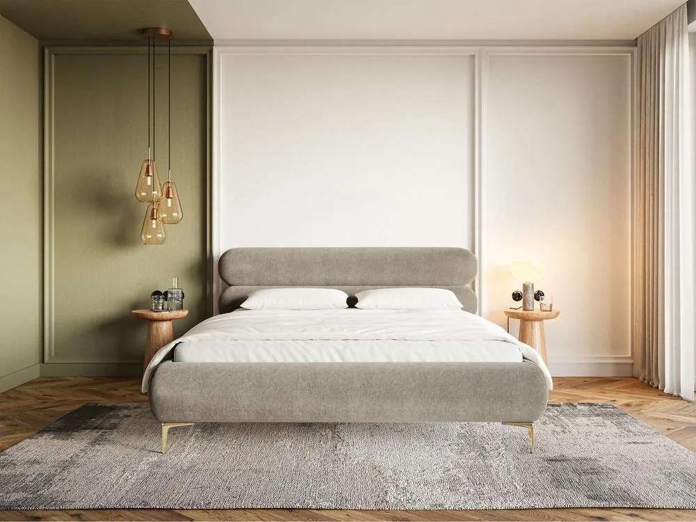 Franciaágy 180 cm Rirri 180B (ágyráccsal) (bézs szürke + arany). 1099865