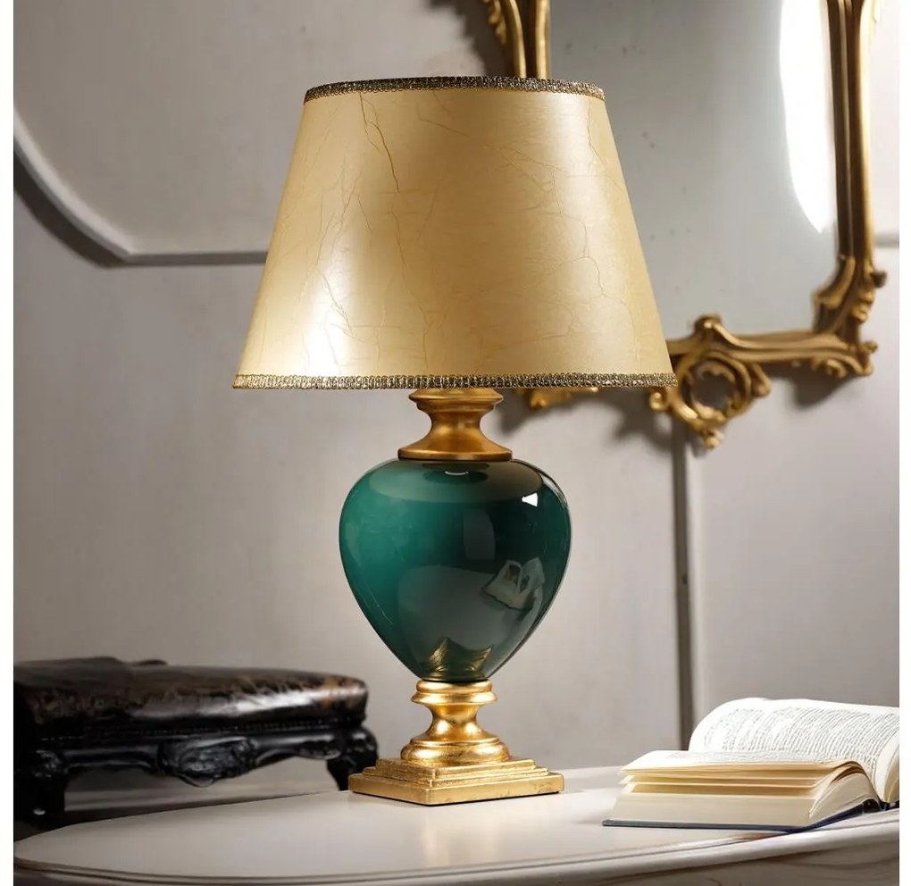 ONLI - Asztali lámpa AMADEUS 1xE27/15W/230V 72 cm zöld/arany