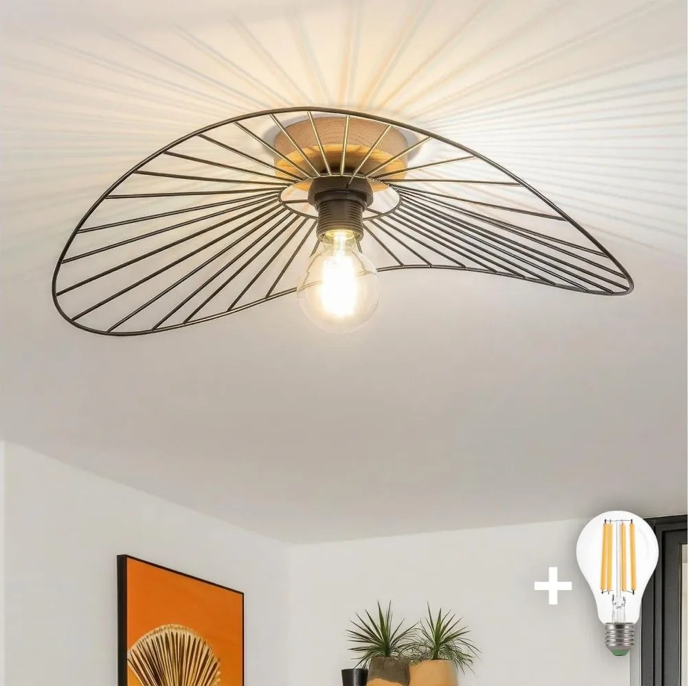 Brilagi - LED felületre szerelhető csillár CERIA WIRE 1xE27/40W/230V 40x56 cm fekete/tölgy