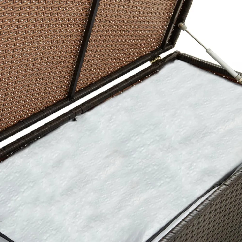 barna polyrattan kerti tárolóláda 100 x 50 x 50 cm