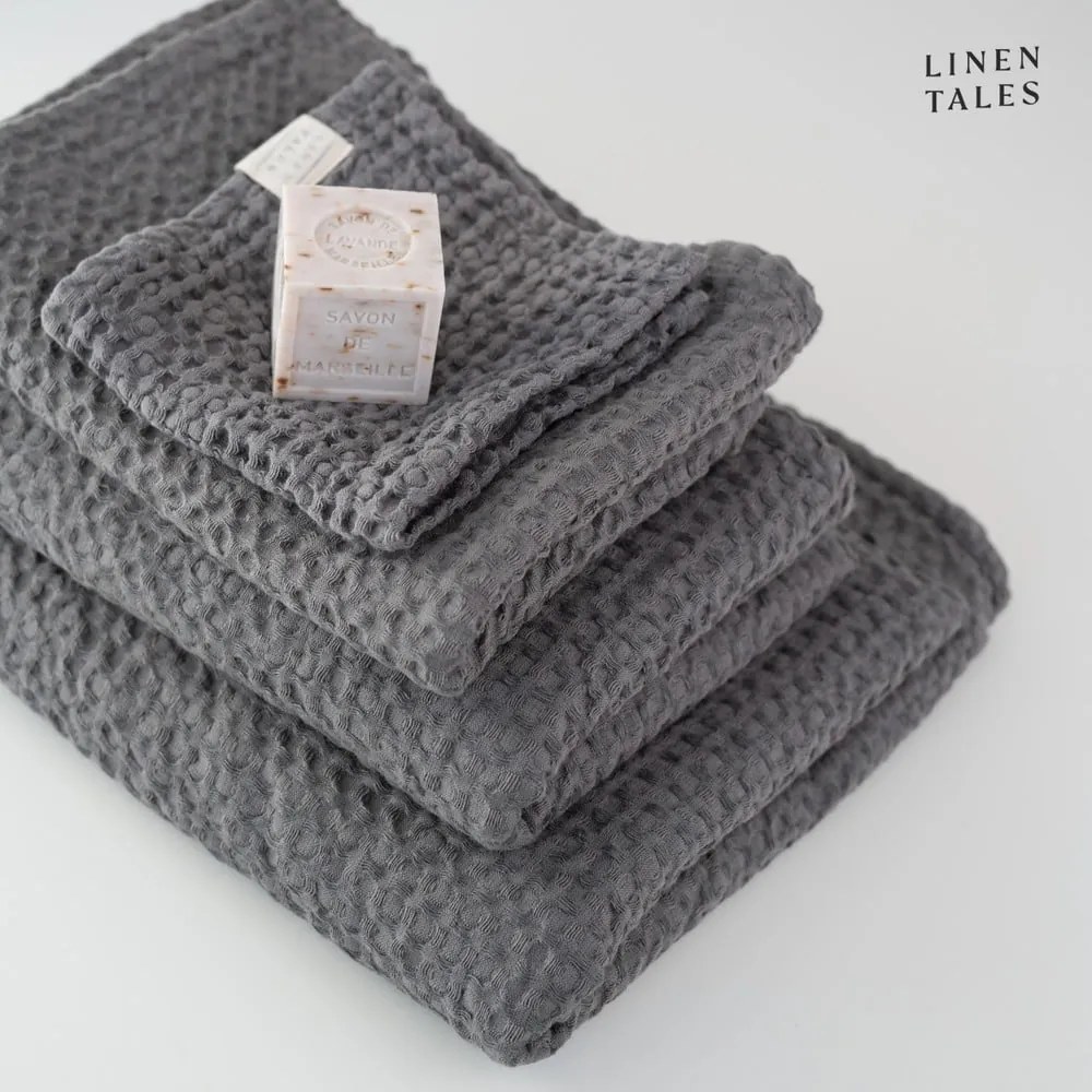 Sötétszürke törölköző és fürdőlepedő készlet 3 db-os Honeycomb – Linen Tales