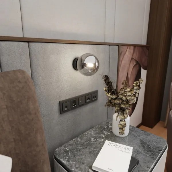 Fali lámpa ROSSI 1xE14/10W/230V fekete/szürke