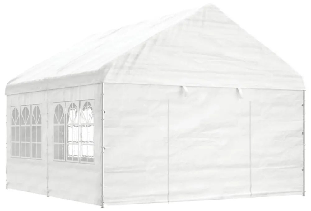 fehér polietilén pavilon tetővel 4,46 x 4,08 x 3,22 m