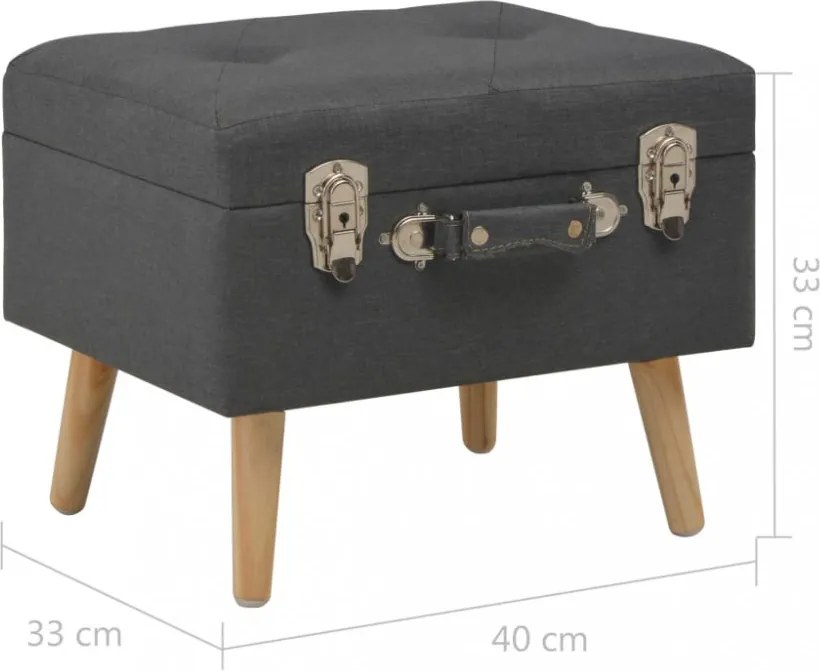 sötétszürke kárpitozott tárolóülőke 40 cm