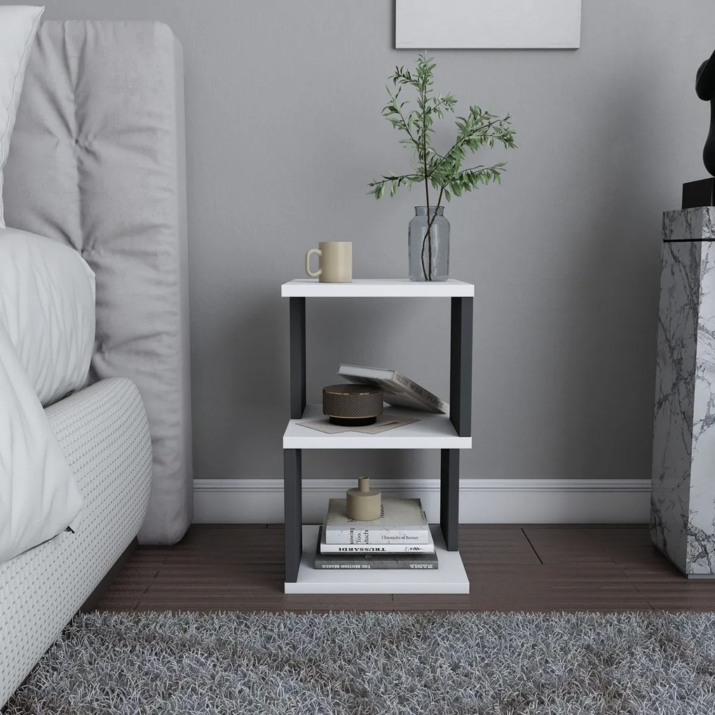 Éjjeliszekrény Carter White Anthracite