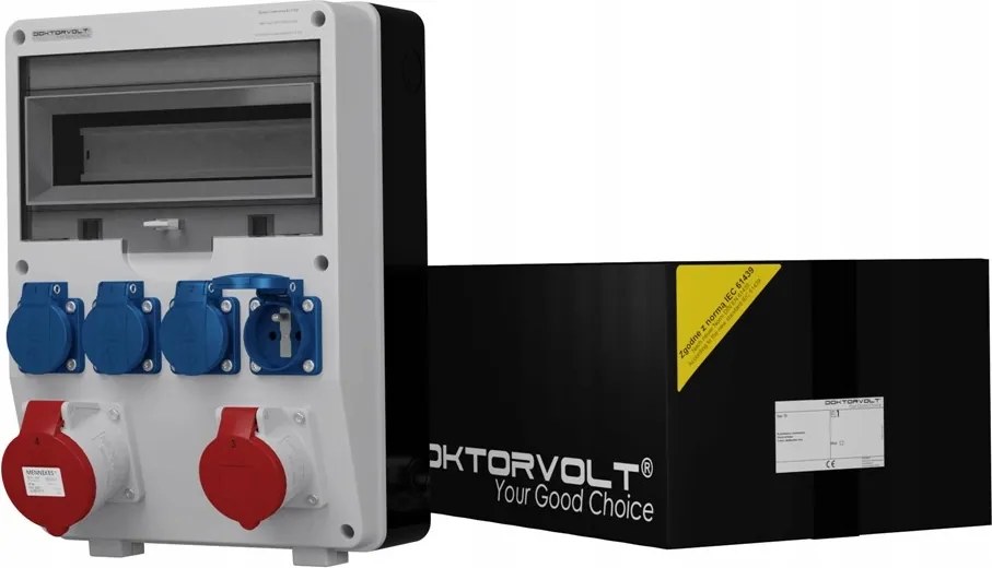 Építőipari kapcsolószekrény 32A 16A 400V 4x230V elektromos doboz erbetka