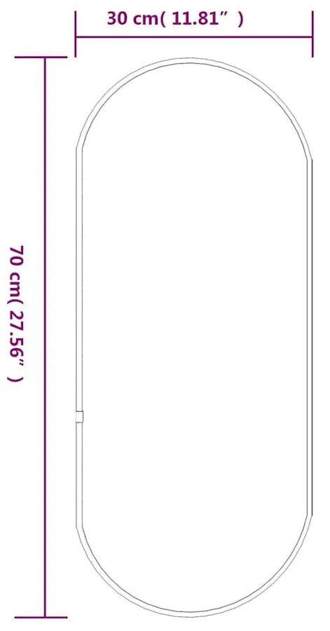 aranyszínű ovális falitükör 70x30 cm