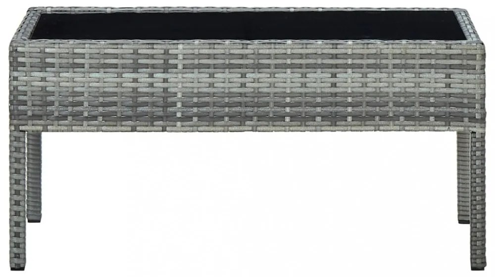 szürke polyrattan kerti asztal 75 x 40 x 37 cm
