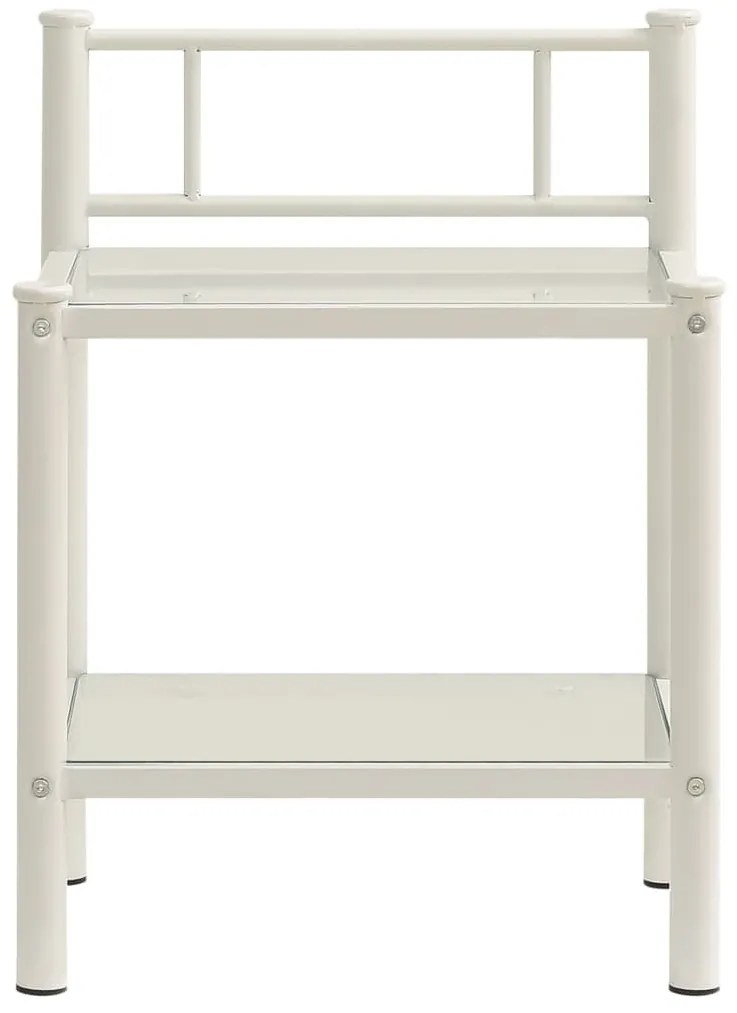 2 db fehér és átlátszó fém és üveg éjjeliszekrény