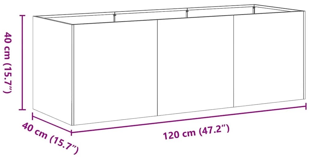 vidaXL növénytartó fehér 120x40x40 cm hidegen hengerelt acél