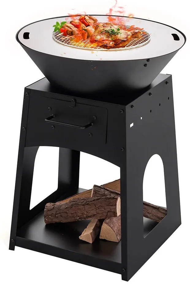 Kerti grillsütő tárolóval