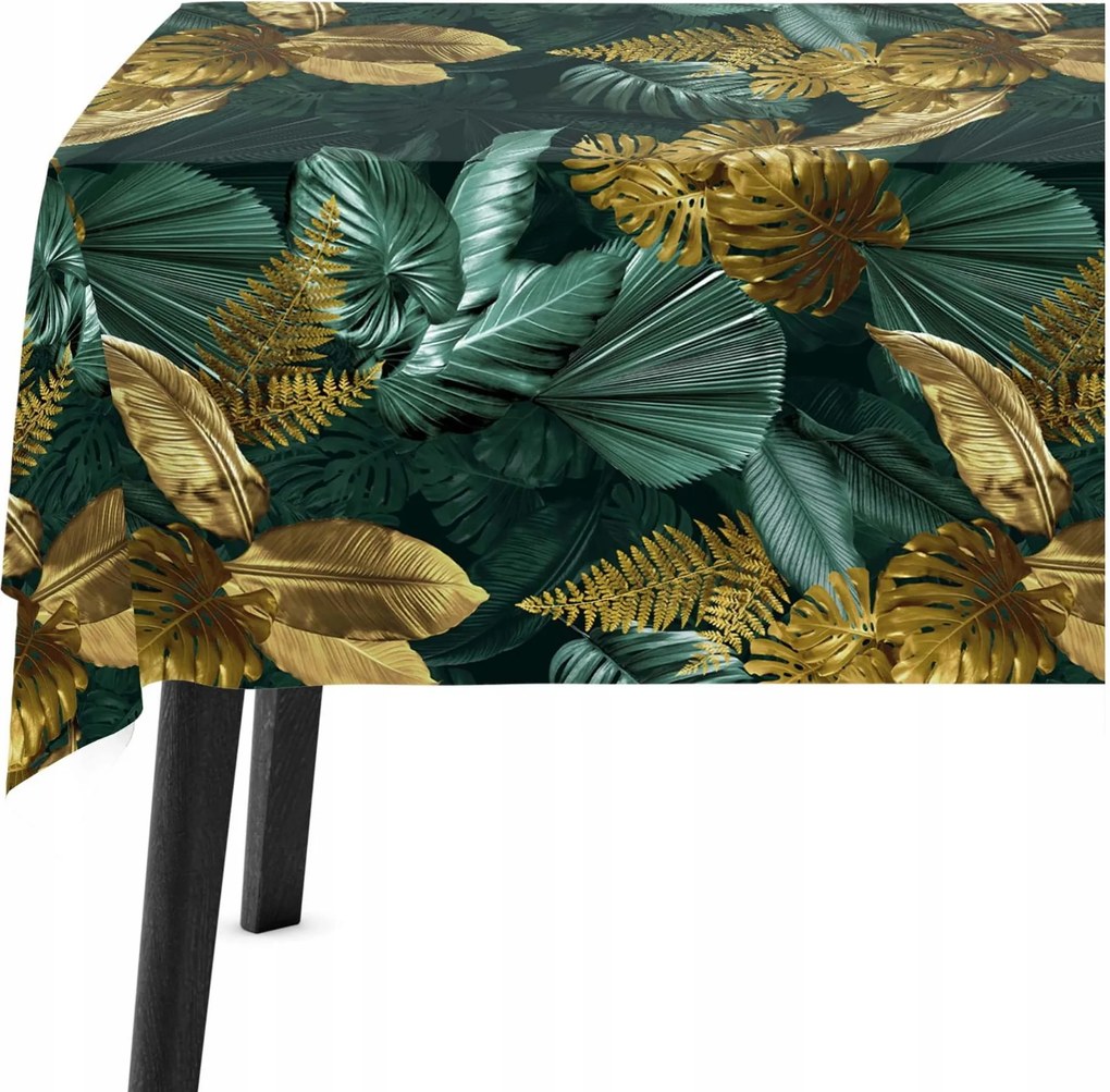 Abrosz asztalra 140x180 Levelek Zöld és Arany 8268