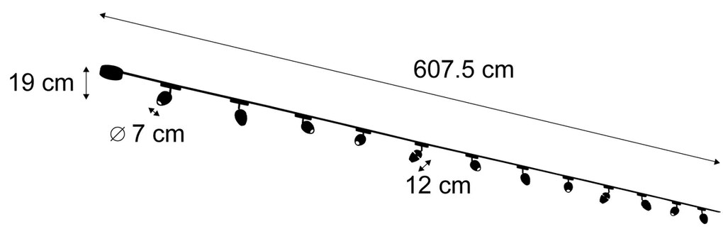 Modern sínrendszer 12 fekete spotlámpával, 1 fázisú - Magnetic Eggy