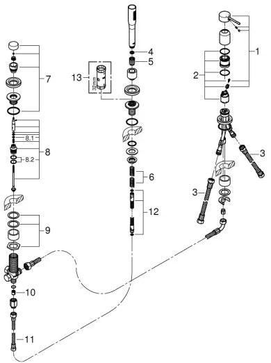 GROHE 19976001 - ESSENCE háromlyukú kádcsaptelep-kombináció, fényes króm