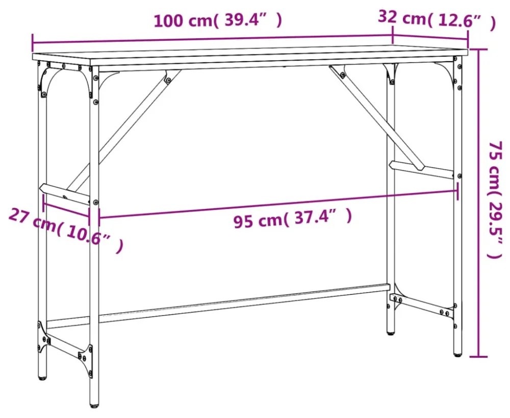 füstös tölgy színű szerelt fa tálalóasztal 100x32x75 cm